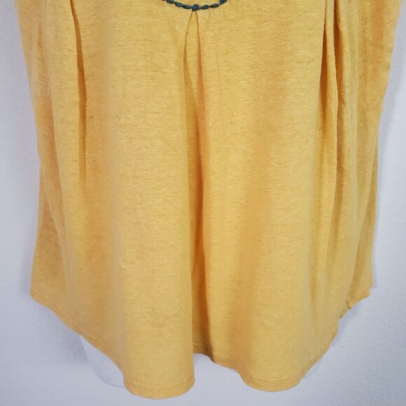 Sundance Women's Top Medium Yellow Embroidered Linen Flowy Boho Coastal Cowgirl - Picture 3 of 9